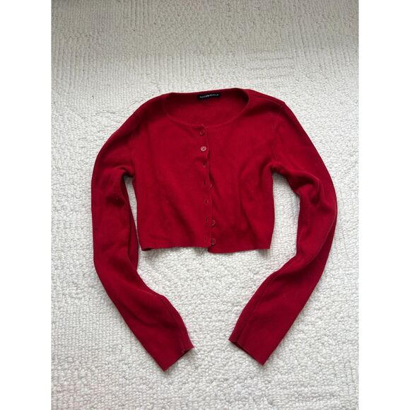 Brandy Melville Sweaters - red cropped brandy melville cardigan